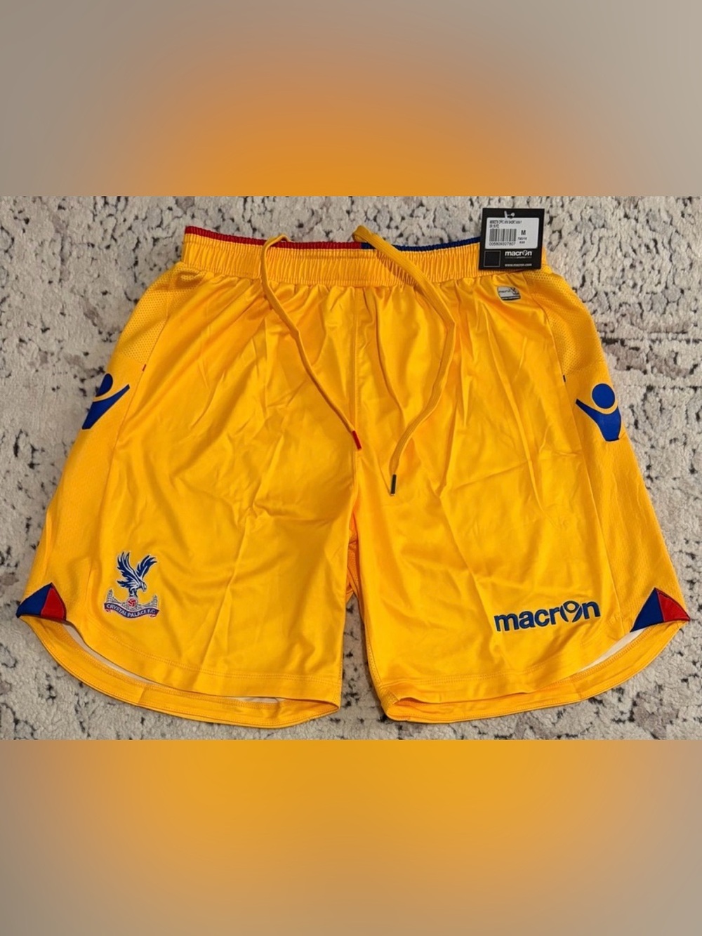 Macron Authentic Crystal Palace 2016/2017 England Soccer Yellow Shorts Men’s M